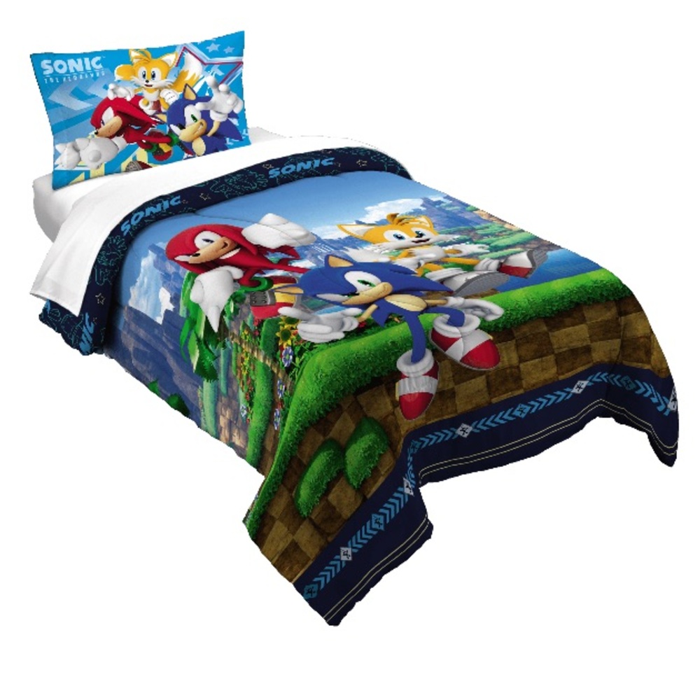 Sonic Tails Knuckles 2-Piece Reversible Bedding Comforter Set - Twin/Full
